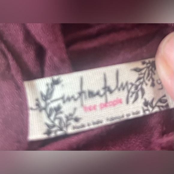 Free People Embroidered Aida Slip Burgundy Boho Hippie Chic Tank Dress Sz L - Picture 6 of 8